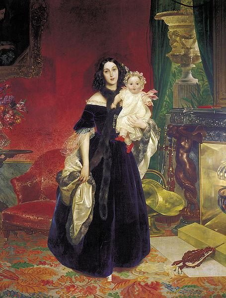 Karl Briullov Portrait of Mariya Arkadyevna Bek with her Daughter